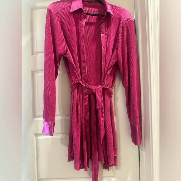 Fashion Nova Fuchsia Shirt Dress - Picture 2 of 3